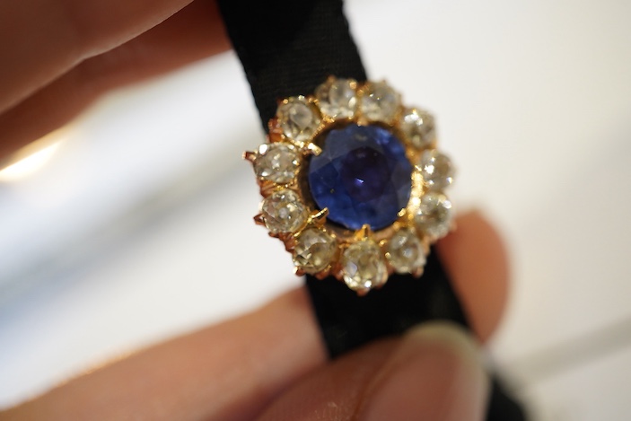 A sapphire and diamond slide/pendant, 19th century